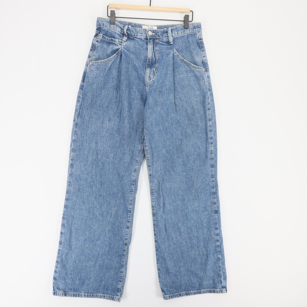 Free People Luca Super Slouch Jeans Womens 28 Blue High Rise Wide Leg Pleated